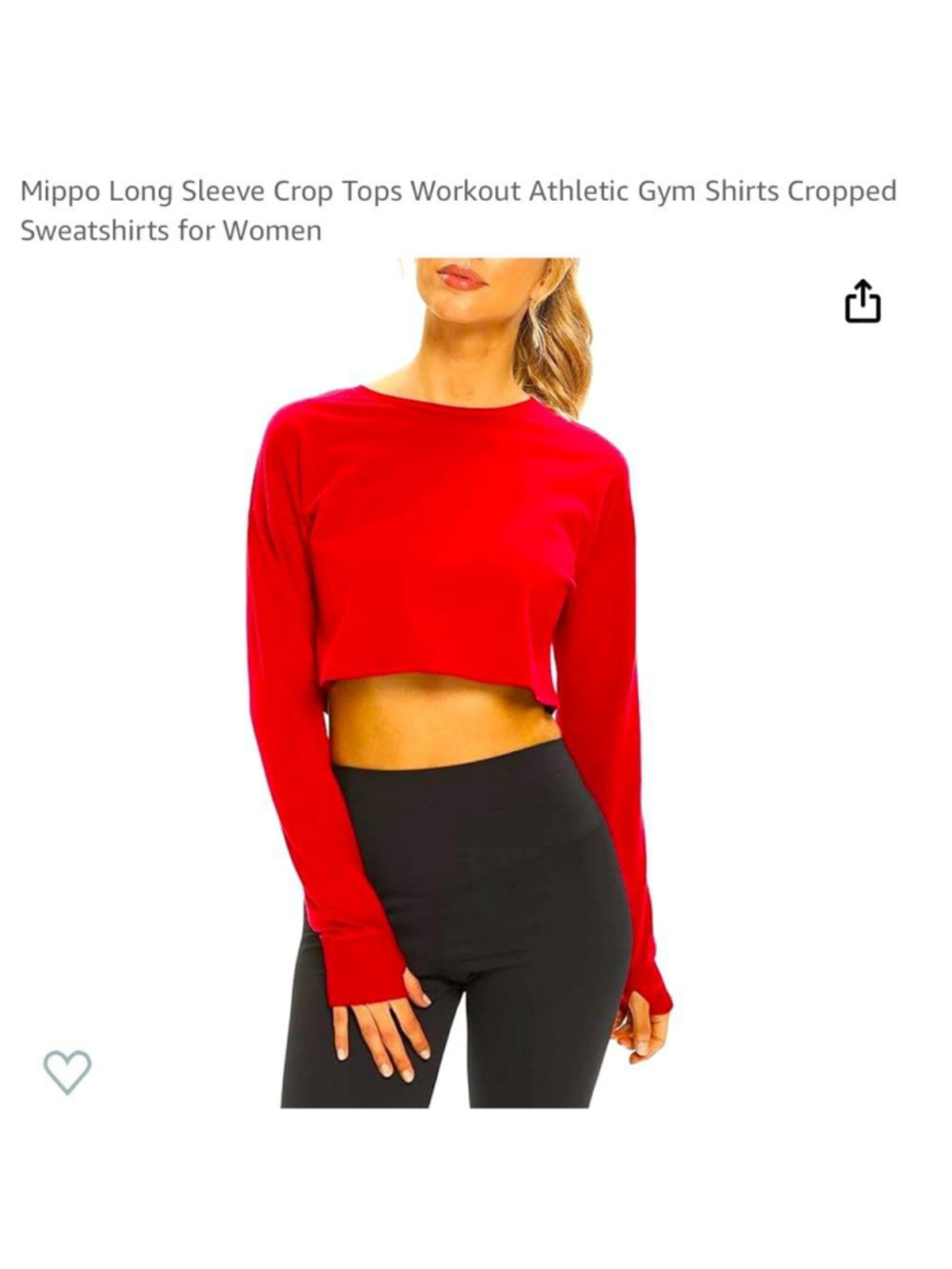 Mippo Long Sleeve Crop Top for Women, Size small, NWOT